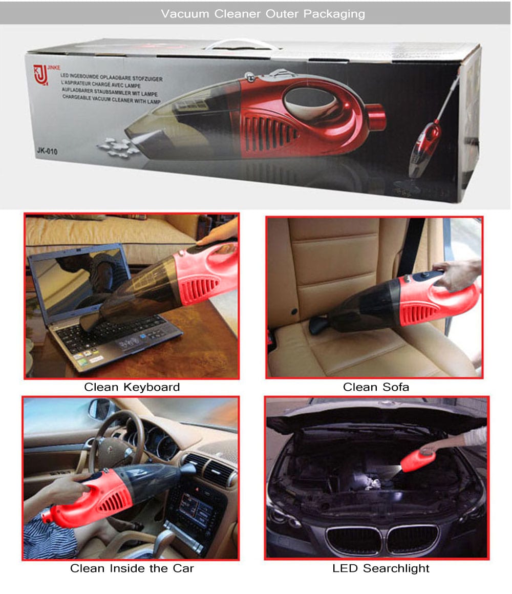 Power Dry and Dust Household Wireless Car Cordless Vacuum Cleaner- Red