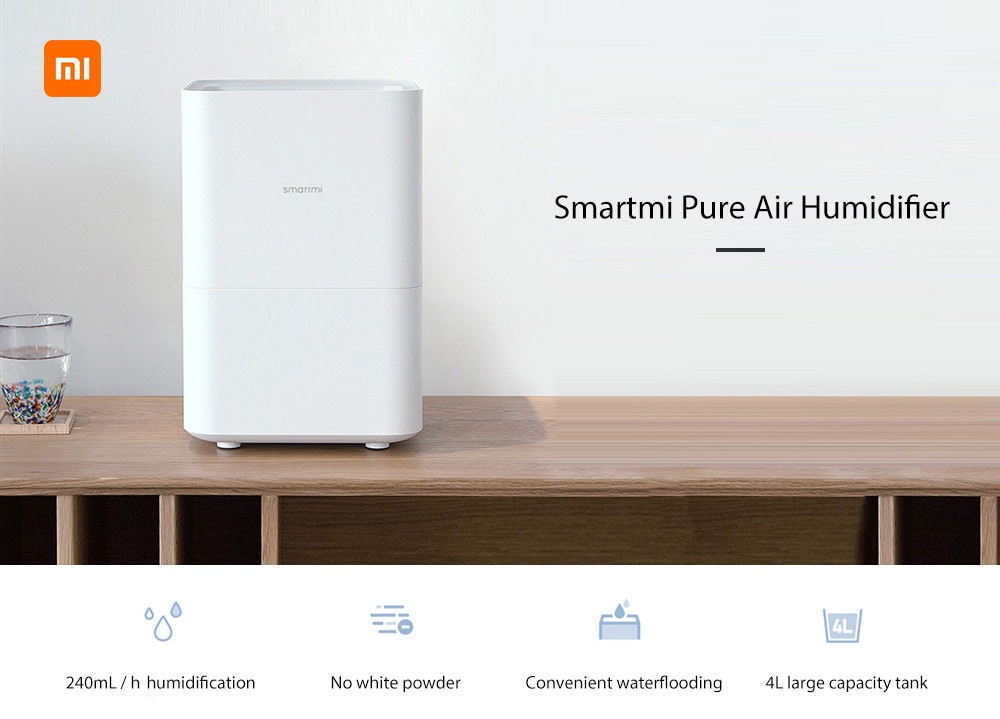 Smartmi Pure Evaporative Air Humidifier with 4L Capacity for Home Office ( Xiaomi Ecosystem Product )- White