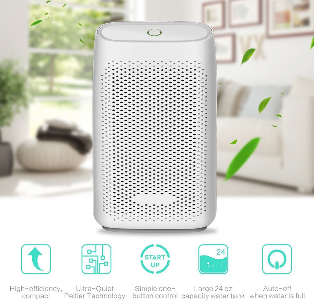 T8 700ml Small Semiconductor Dehumidifier Household Moisture-proof Electronic Intelligent Dehumidifier- Milk White