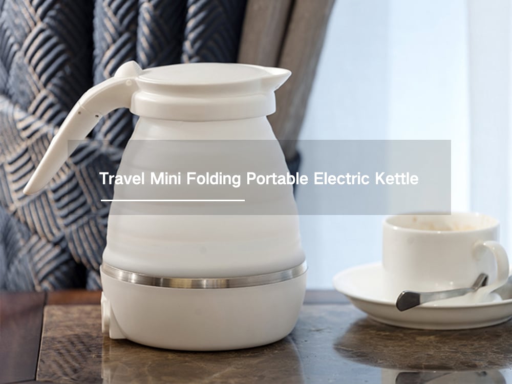 T-Colors TK1802 Travel Mini Folding Portable Electric Kettle - Milk White