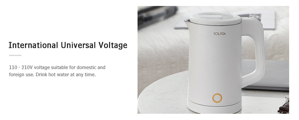 S06 - W1 Electric Kettle Double Layer Anti-scalding Wide Voltage 304 Stainless Steel from Xiaomi youpin- Milk White