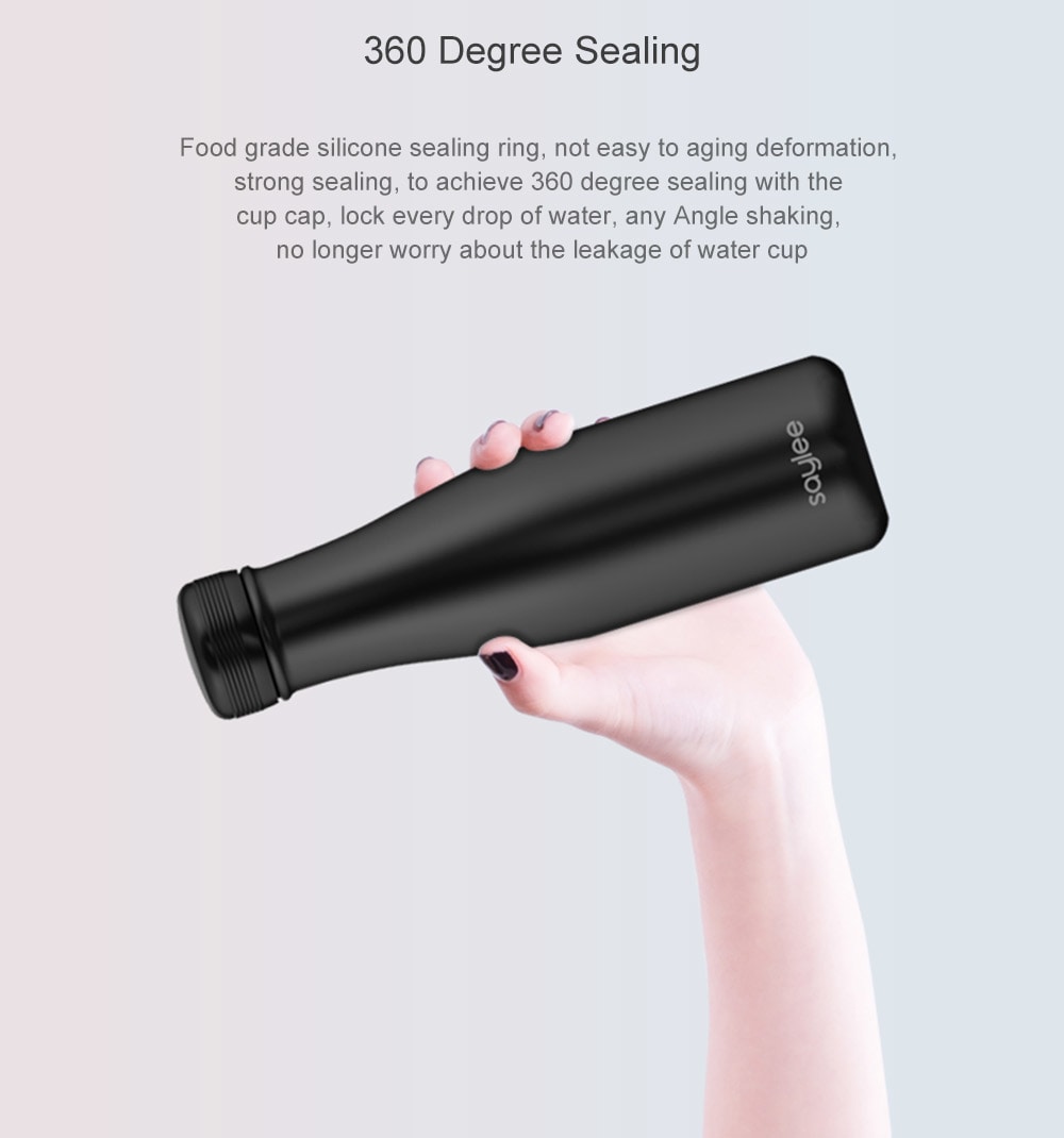 Saylee S1 Portable Triple Temperature Real-time Monitoring Intelligent Vacuum Flask- Black 400ML
