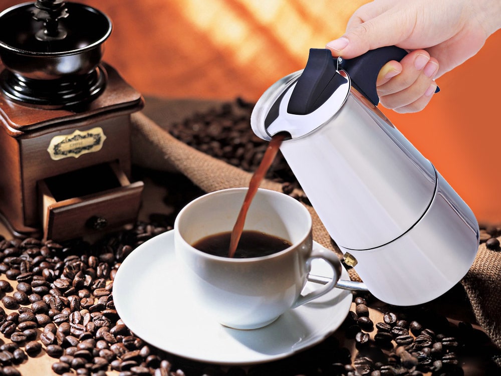 100ML 2-Cup Stainless Steel Mocha Espresso Latte Percolator Stove Coffee Maker Pot- Silver 100ML