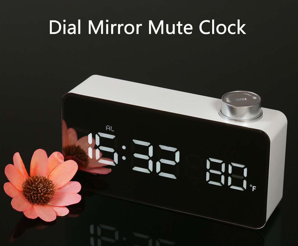 TS - S51 - W Dial Mirror Mute Clock- White