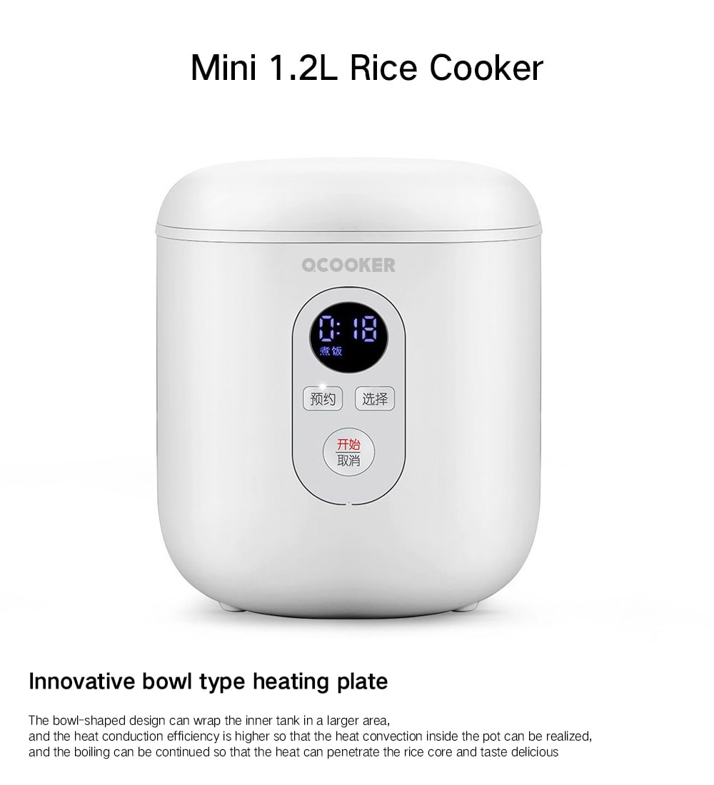QCOOKER 1.2L 10 Hours Reservation LCD Electric Rice Cooker From Xiaomi Youpin- White