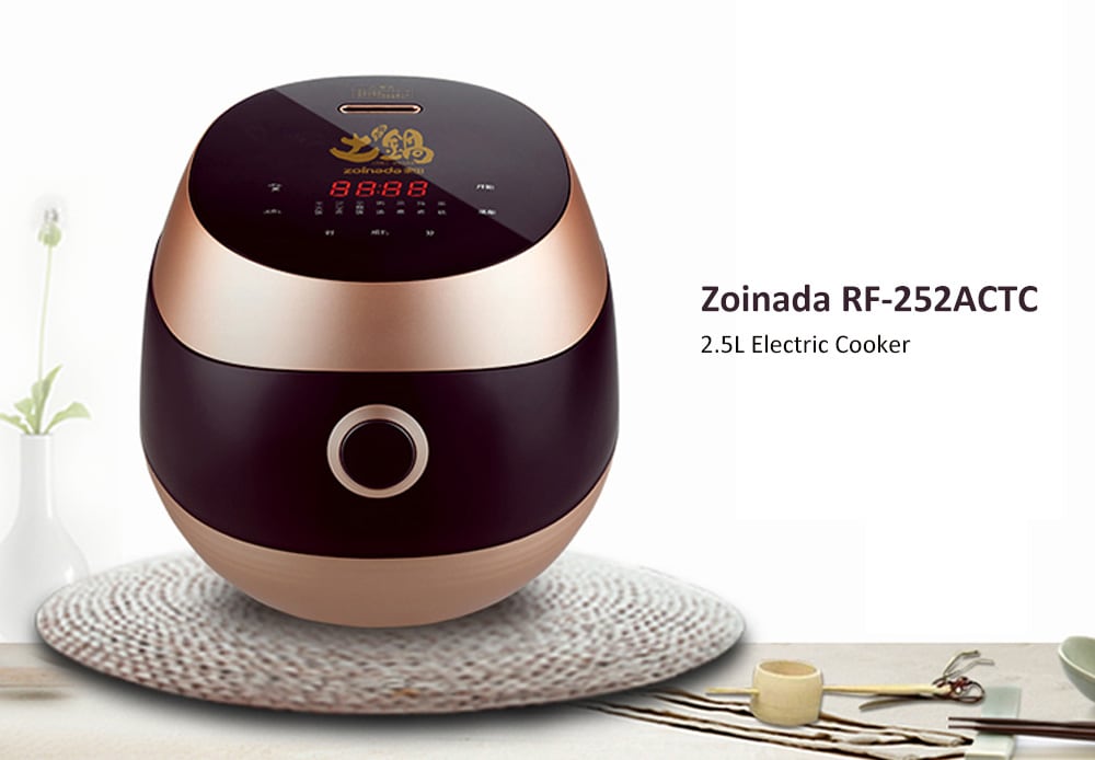 Zoinada RF - 252ACTC 2.5L Touch Type Electric Rice Cooker with Ceramic Uncoated Liner- Black Eel