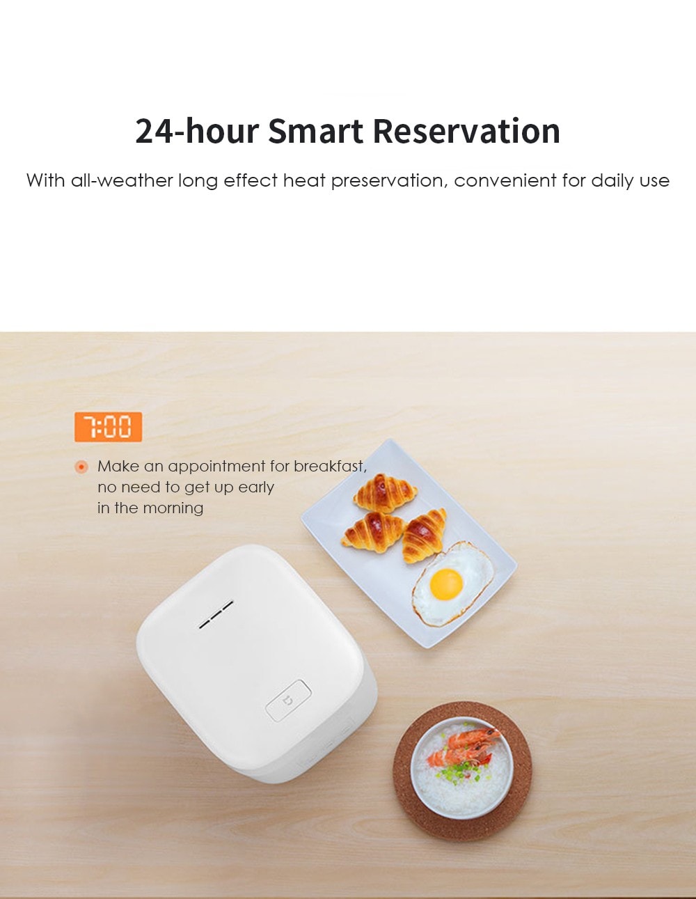 Xiaomi 1.6L Home Rice Cooker Portable Electric Cooking Equipment- White Chinese Plug (3-pin)