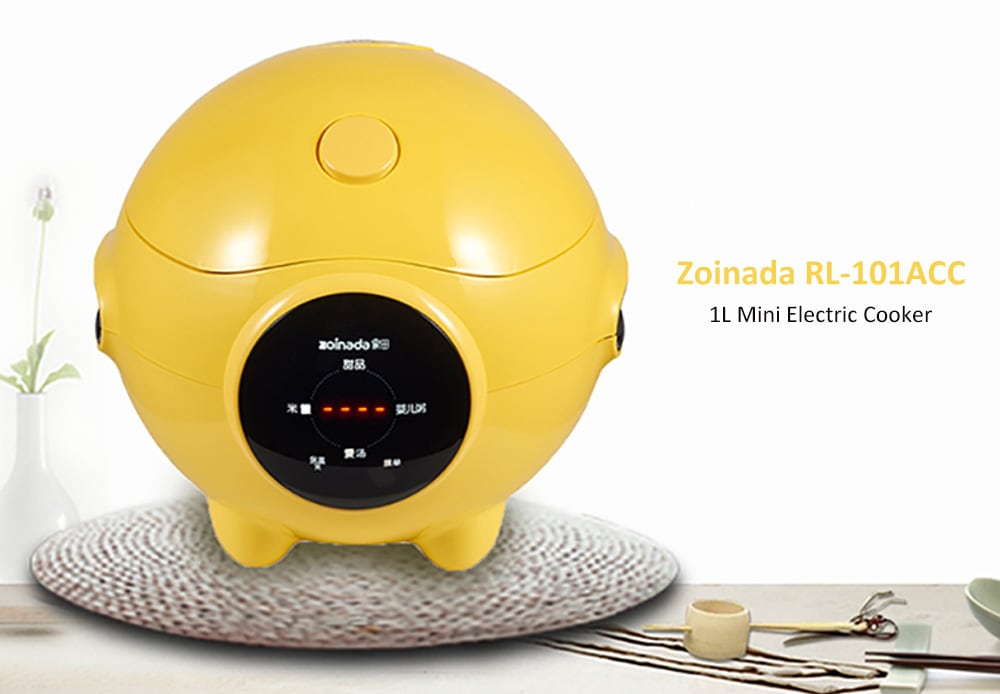 Zoinada RL - 101ACC 1L Mini Touch Type Electric Rice Cooker with Ceramic Uncoated Liner- Corn Yellow