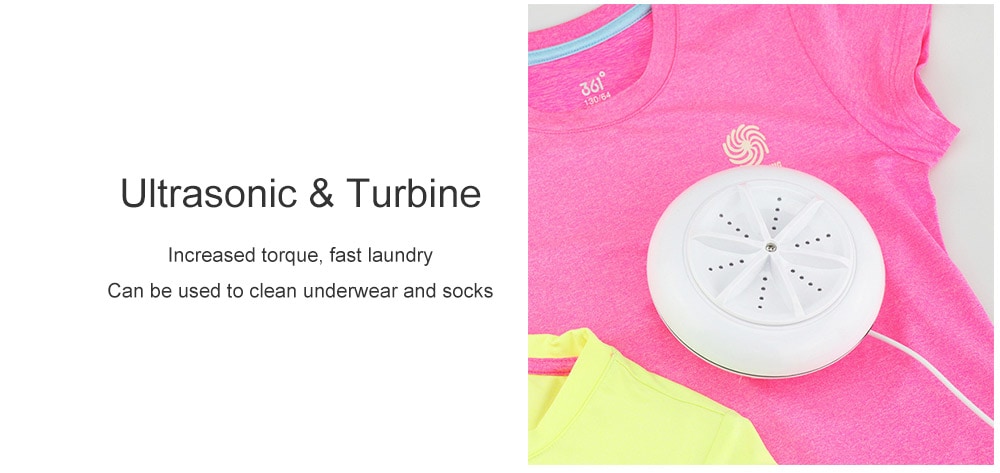 Ultrasonic Mini Turbo Washing Machine- White