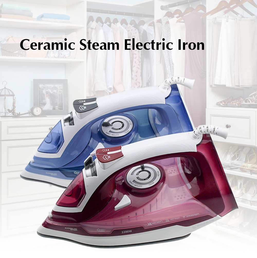 Soarin Ceramic Electric Iron Handheld Household Steam Flatiron- Cornflower Blue EU Plug