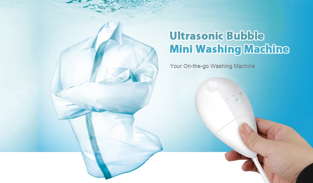 QP001 Ultrasonic Bubble Mini Washing Machine Fruit Cleaner- White