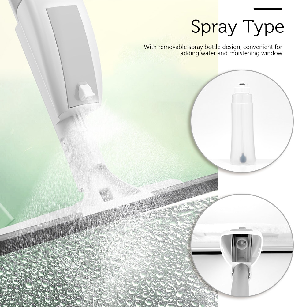 Spray Type Bilateral Cleaning Window Cleaner Sweeper- White