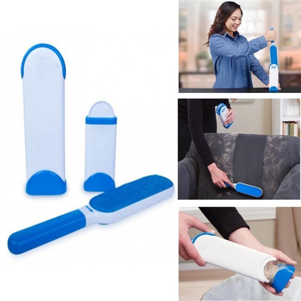 Reusable Pet Fur Lint Remover Portable Travel Size Hair Cleaner Brusher- Blue