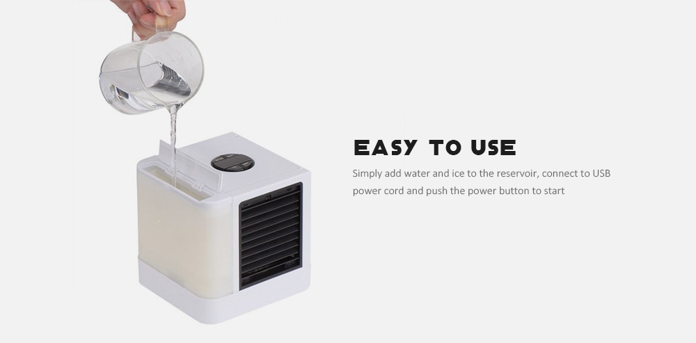  Portable Mini Air Purifier Humidifier Conditioner Desktop Cooler Fan USB Rechargeable for Office Home Outdoor- Milk White