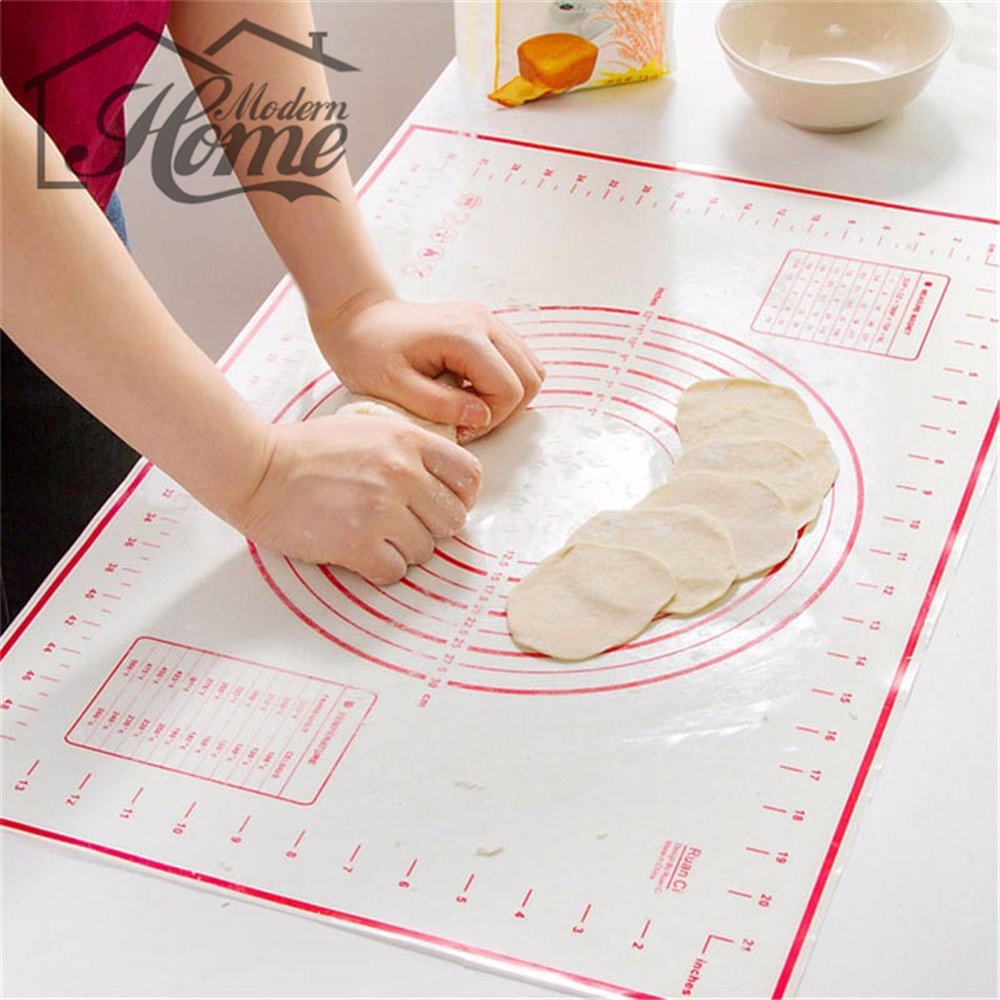 Silicone Baking Mats Sheet Pizza Dough Pastry Kitchen Gadgets Cooking Tools- Red 26*29cm