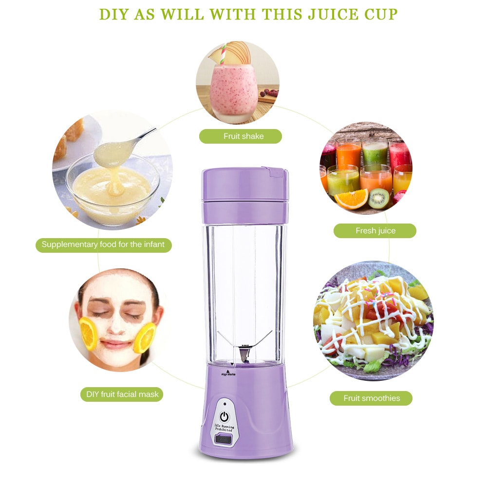 USB Charge Healthy Fruit Stirring Multifunctional Juicer Cup- Green