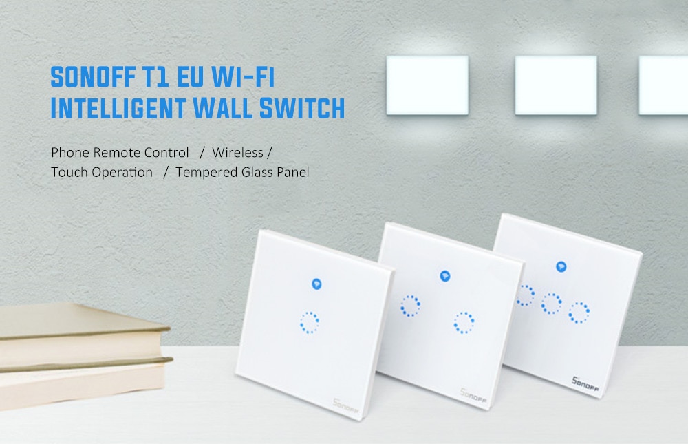 SONOFF T1 Smart UK WiFi RF 433 / APP / Touch Control Wall Light Switch- White