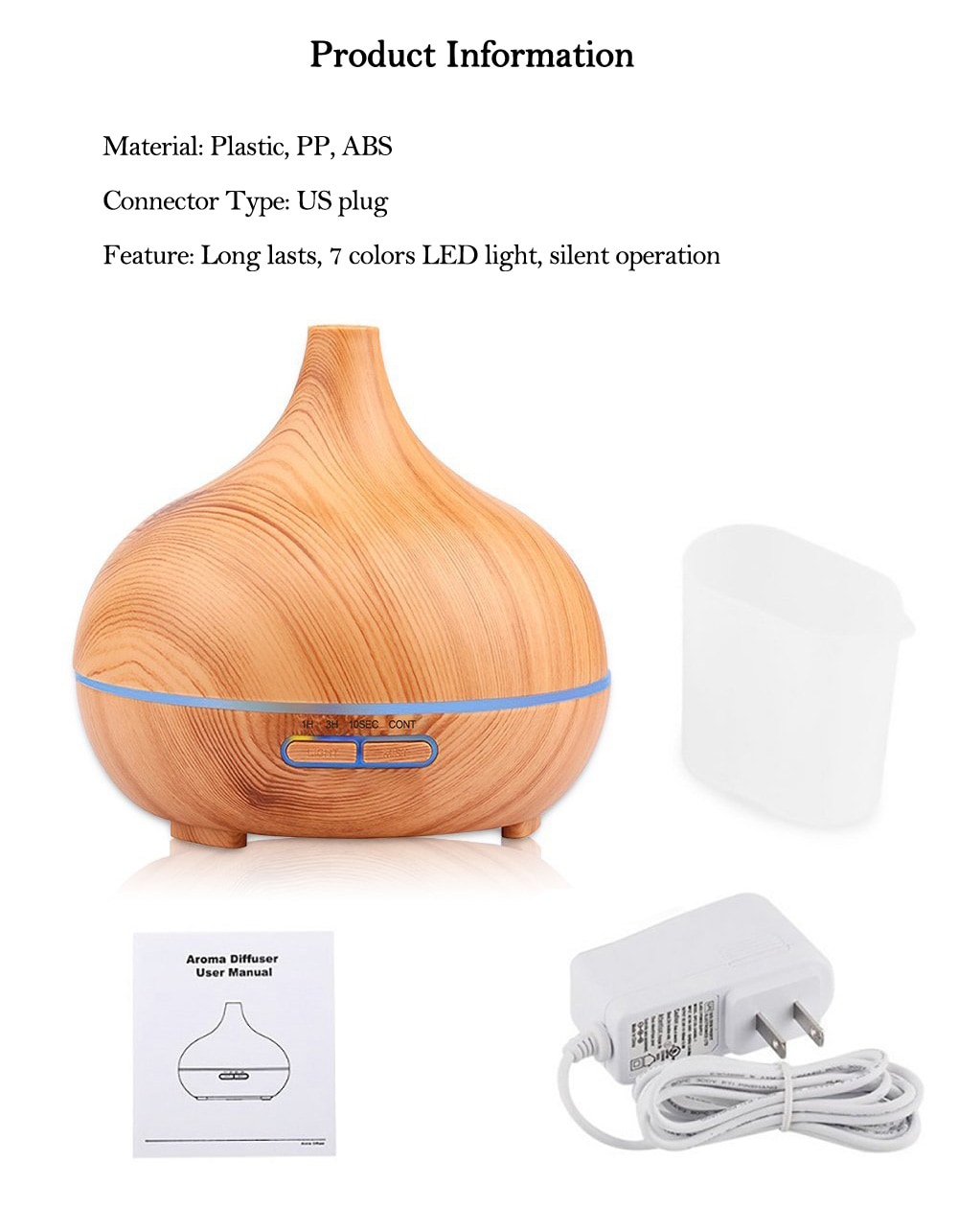 Remote control Aroma Diffuser 550ML Essential Oil Diffuser Electric Ultrasonic Humidifier- Light Brown