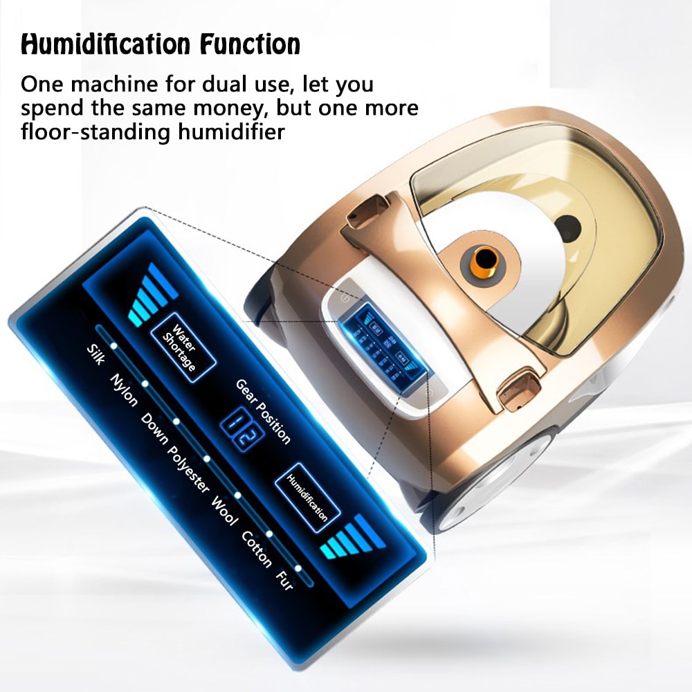 Steam Iron Clothes Double Pole Household Board 12-speed Intelligent Thermostat Handheld Vertical Hanging Machine- Bronze