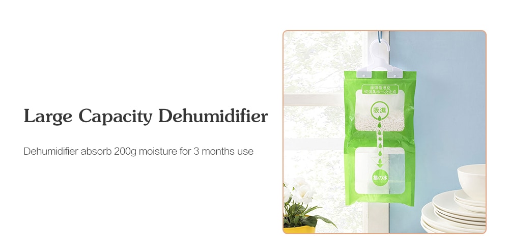 Suspensible Wardrobe Moisture-proof and Anti-mildew Absorbent Bag Desiccant Dehumidifier- Yellow Green