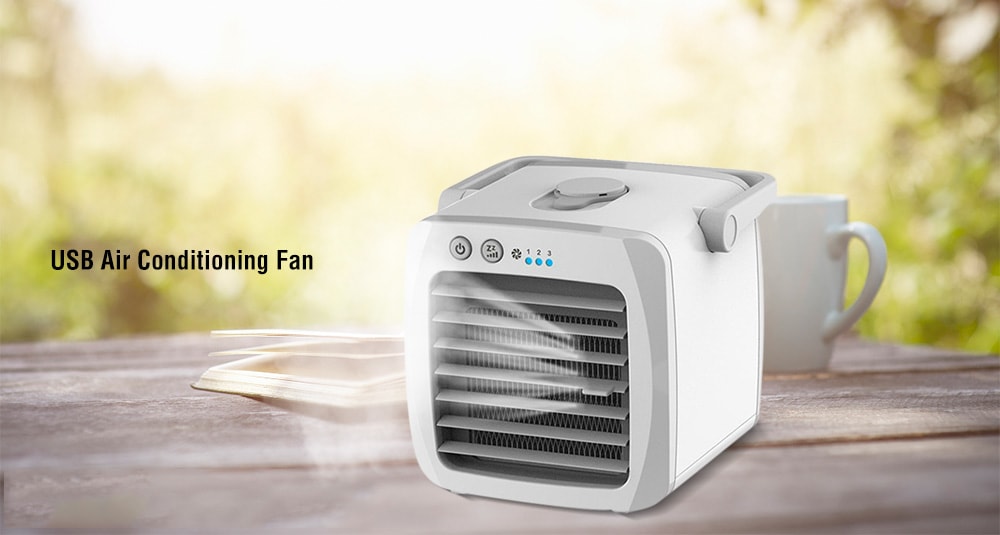 Mini Home Dormitory USB Air Conditioning Fan Humidifier- White