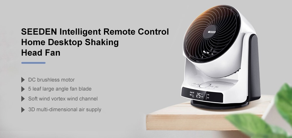 SEEDEN Intelligent Remote Control Home Desktop Shaking Head Fan- White