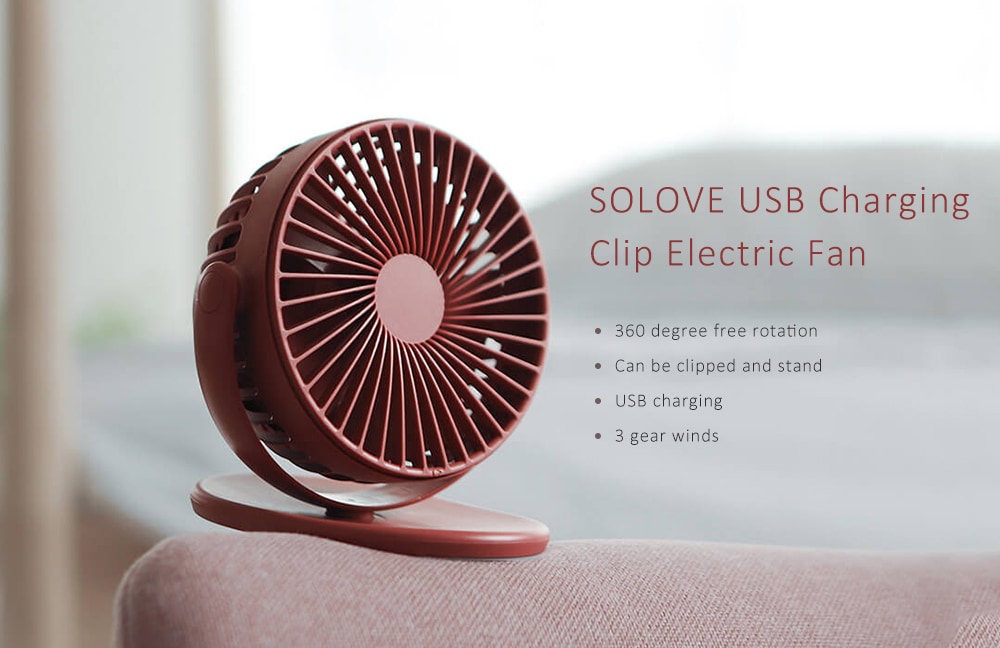 SOLOVE USB Charging Clip Fan from Xiaomi youpin- Gray Goose