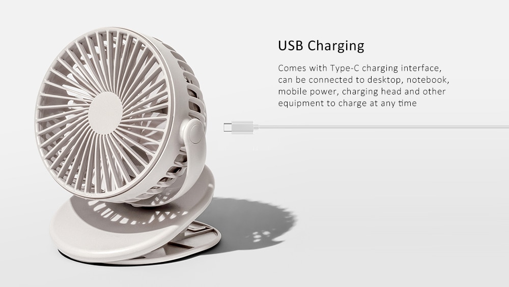 SOLOVE USB Charging Clip Fan from Xiaomi youpin- Gray Goose