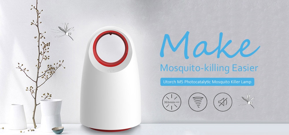 Utorch M5 USB Light Touch LED Leafless Mute Mosquito Killer- White