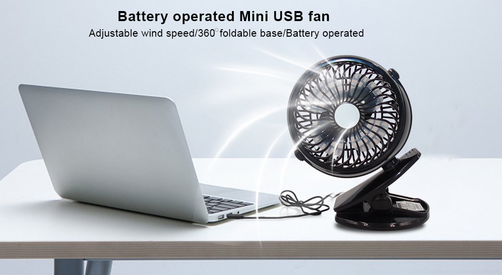 USB Powered 4 Inch Mini Desktop Table Fan- Black