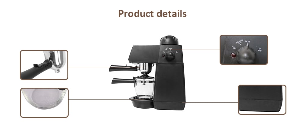 Sweet Alice SW - CRM2001 Semi-automatic Steam Type Espresso Machine Coffee Maker- Black