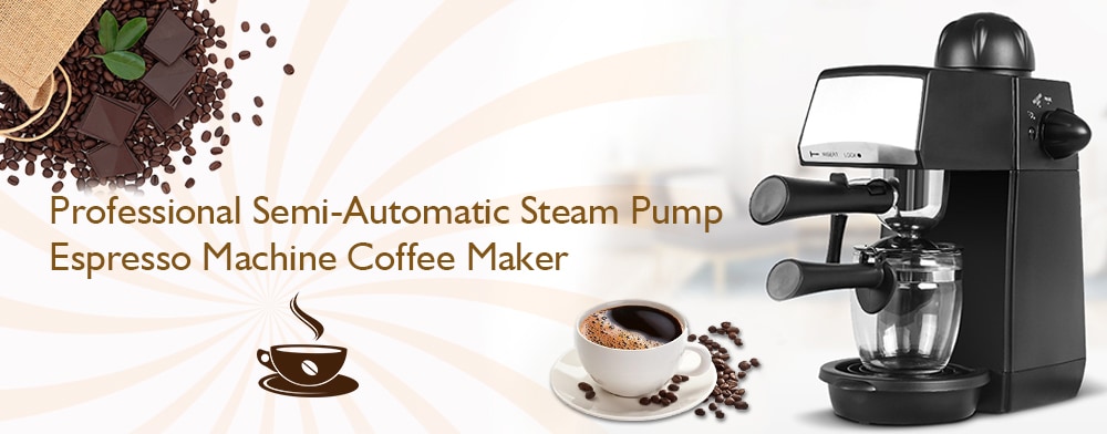 Semi-automatic Steam Pump Press Portable Coffee Machine- Black