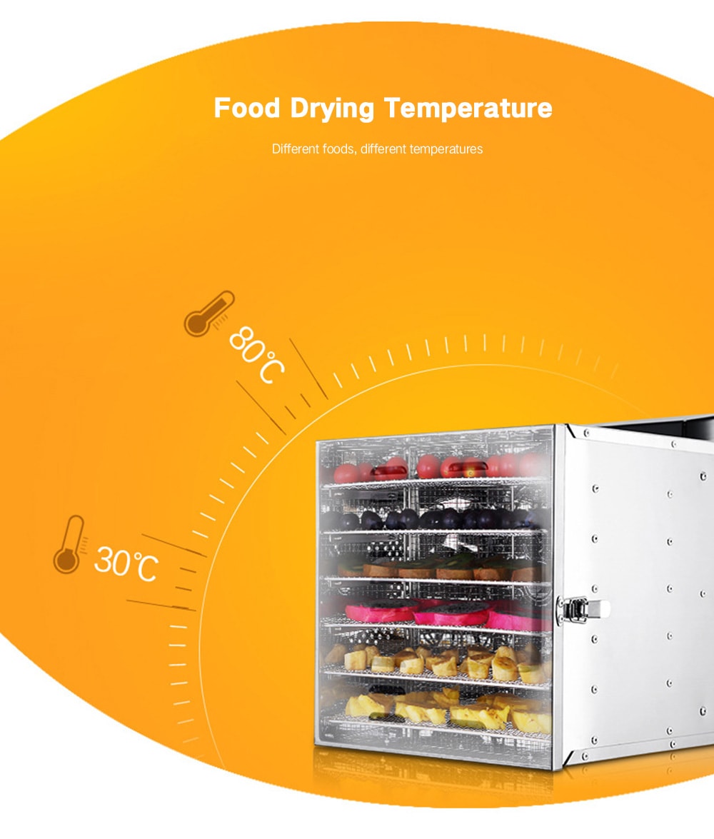 Stainless Steel Dried Fruit Machine Vegetable Dehydrator Food Dryer- Silver UK Plug