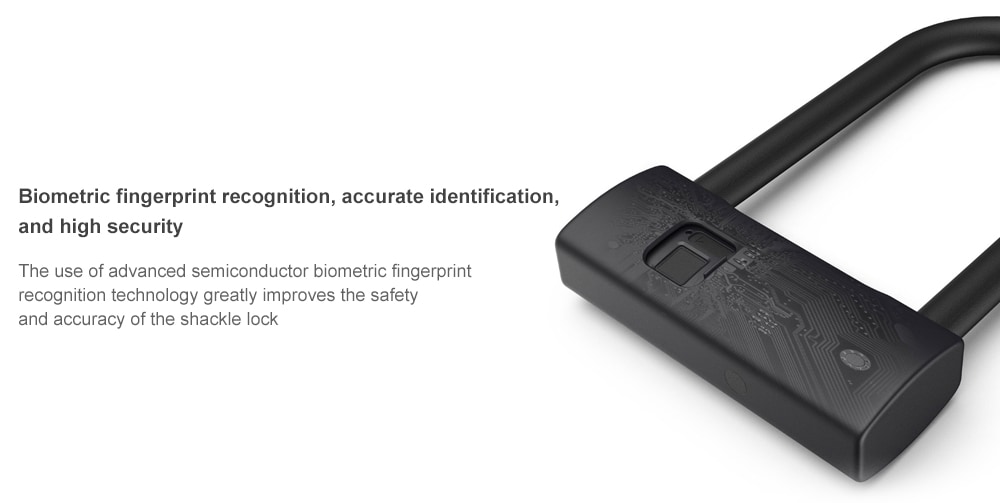 Smart Fingerprint Durable Waterproof U-lock from Xiaomi youpin- Black Short
