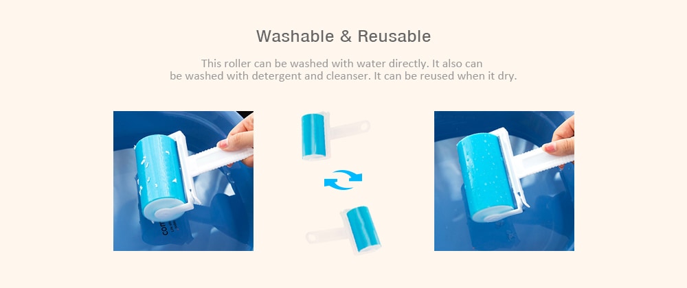Washable Fluff Remover Pet Hair Sticky Picker Lint Roller- Day Sky Blue