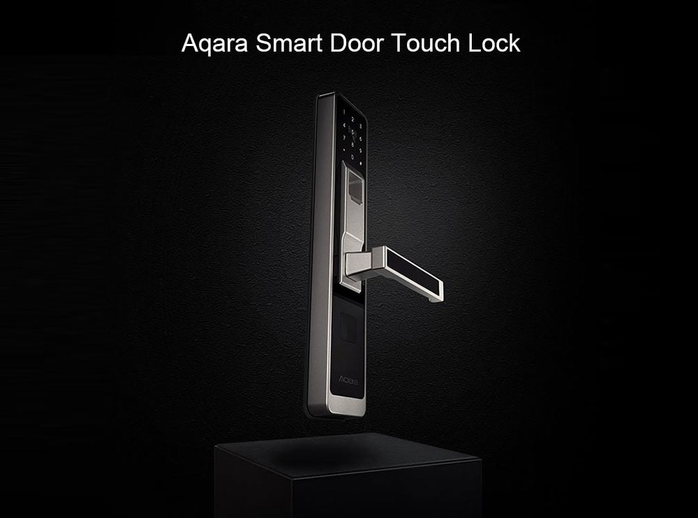 Aqara Smart Door Touch Lock for Home Security- Black + Golden open on the left