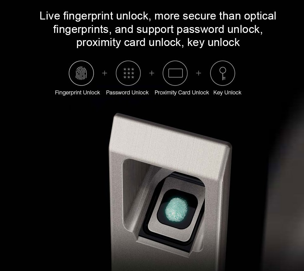 Aqara Smart Door Touch Lock for Home Security- Black + Golden open on the left