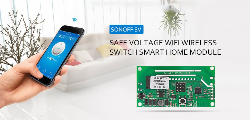 SONOFF SV Safe Voltage WiFi Wireless Switch Smart Home Module  - Greenish Blue