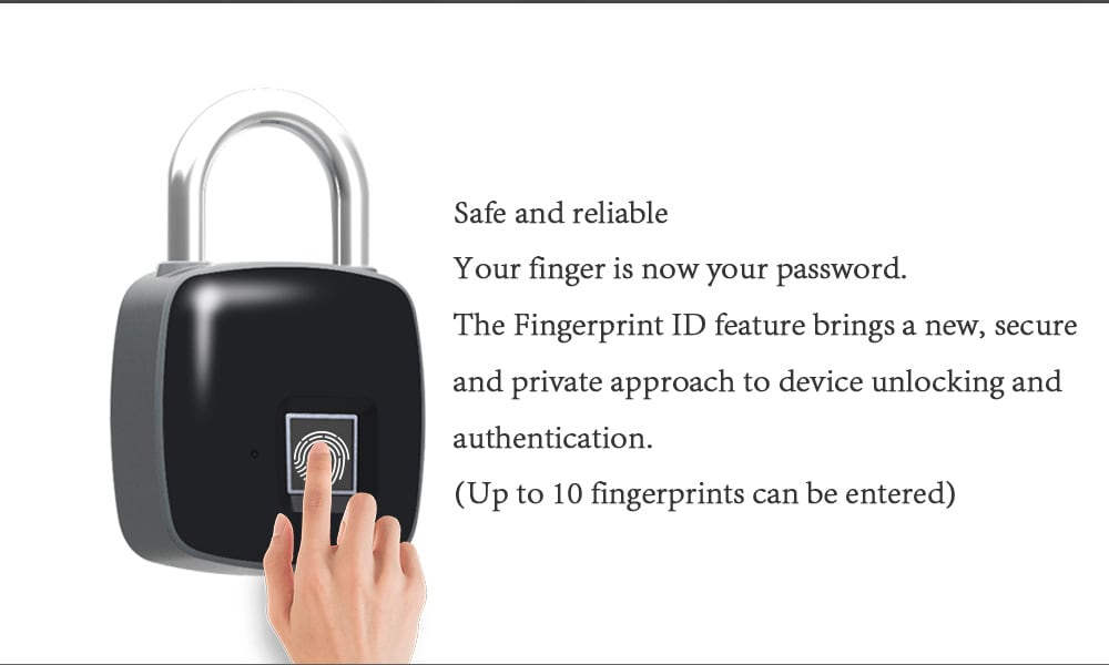 P3 Fingerprint Padlock Electronic Intelligent Padlock Non-password Lock- Black