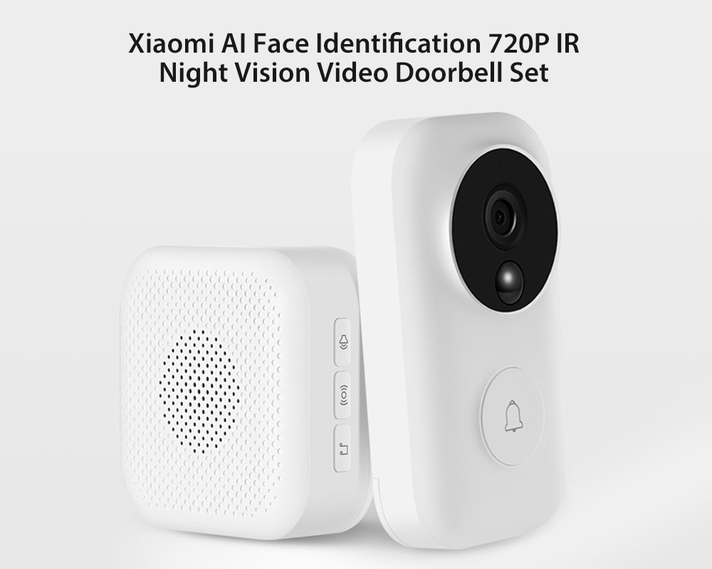 Xiaomi AI Face Identification 720P IR Night Vision Video Doorbell Motion Detection SMS Push Intercom Free Cloud Storage- Milk White