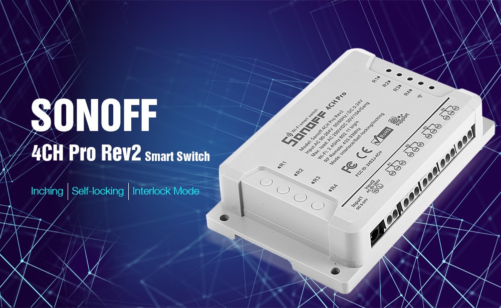 SONOFF 4CH Pro Rev2 4-gang WiFi Smart Switch - Gray