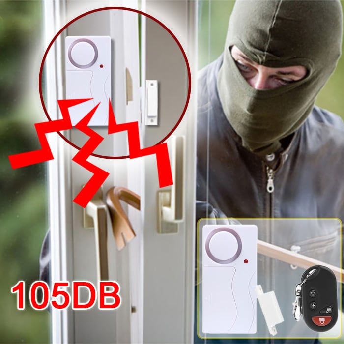 Remote Control Door Security Alarm Smart Magnetic Sensor Window Anti-theft Alertor for Home Office Warehouse- White
