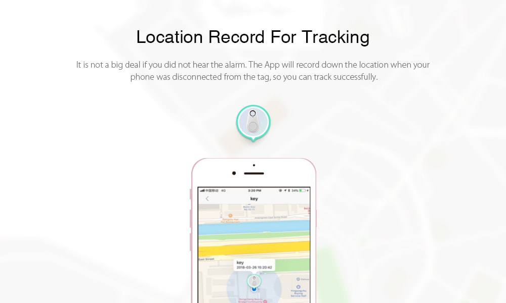 Portable Anti-lost Bluetooth 4.0 Tracer GPS Locator Tag Alarm Wallet Key Pet Finder- Pink