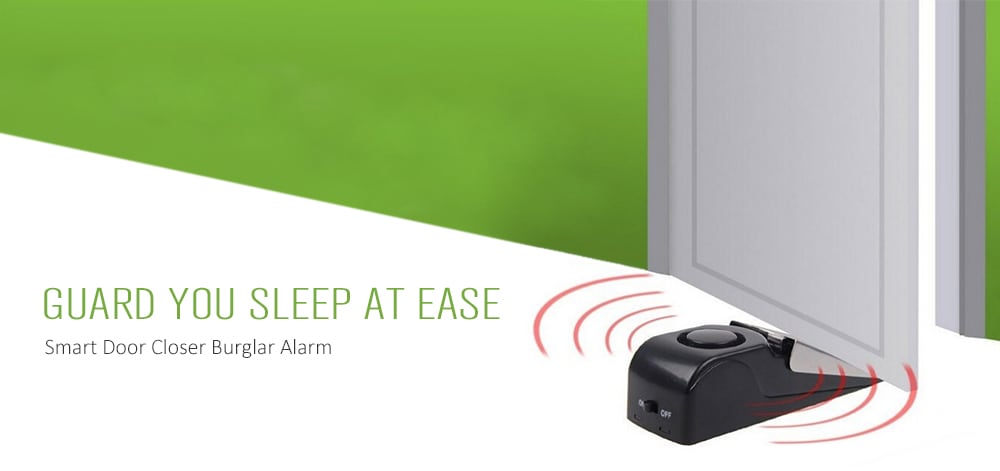 Secure Domestic Door Closer Burglar Alarm with 3 Modes Adjustable Sensitivity- Black