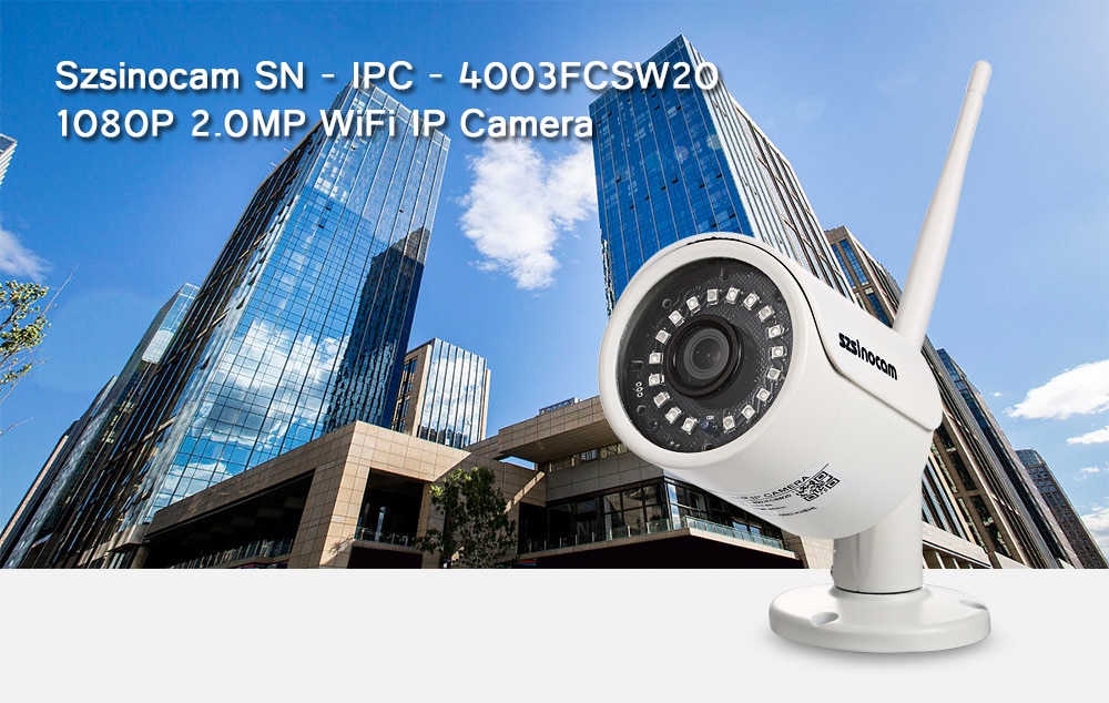Szsinocam SN - IPC - 4003FCSW20 1080P 2.0MP WiFi IP Camera Motion Detection- Black White EU Plug