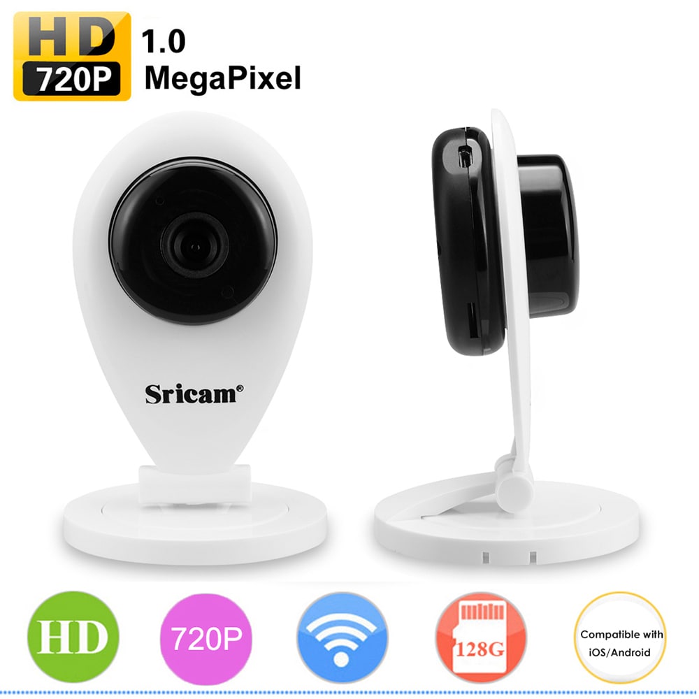 Sricam SP009 720P H.264 Wifi 1.0 Megapixel Wireless ONVIF CCTV Security IP Cam Pet Camera TF Slot- White EU Plug