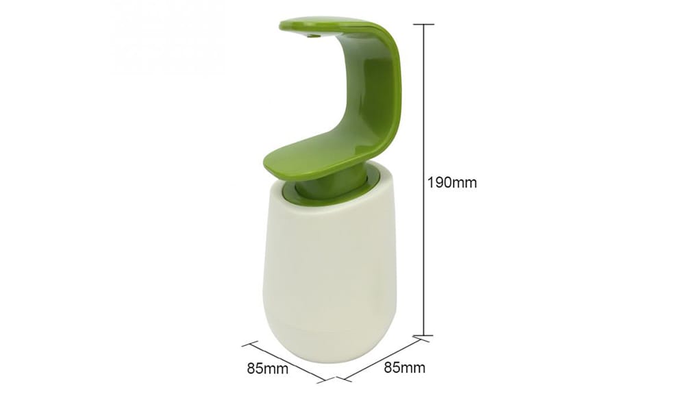 C-shape Opisthenar Press Type One-hand Operate Soap Shampoo Dispenser Bottle for Bathroom Washroom- Green Onion