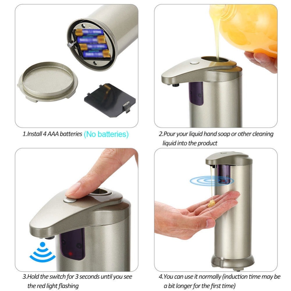 Smart Automatic Infrared Sensor Stainless Steel Liquid Soap Dispenser- Champagne Gold