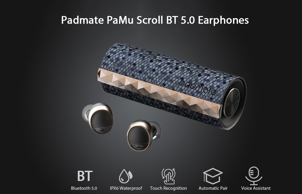 Padmate PaMu Scroll BT 5.0 Earphones - Wood