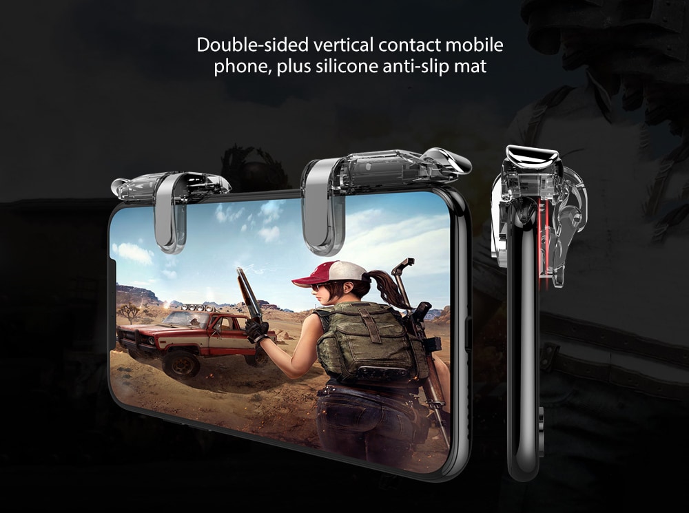 Pair of Mobile Phone Game Controllers Gamepad Shooter Buttons for Smartphone Fortnite Knives Out- Transparent